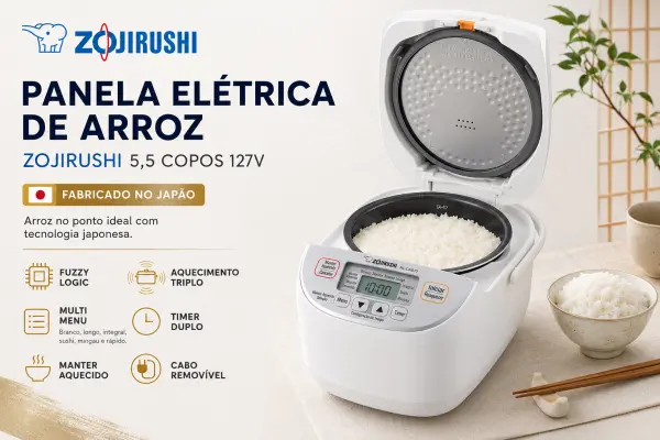 PANELA ELETRICA DE ARROZ ZOJIRUSHI 5,5 COPOS 127V NL-DAB10WS