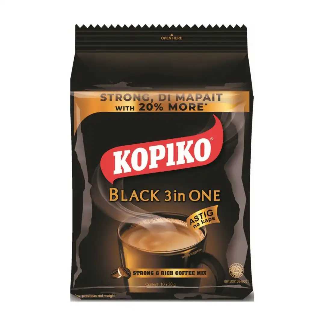 CAFE INSTANTANEO KOPIKO BLACK STRONG 3EM1 10X30G INDONESIA
