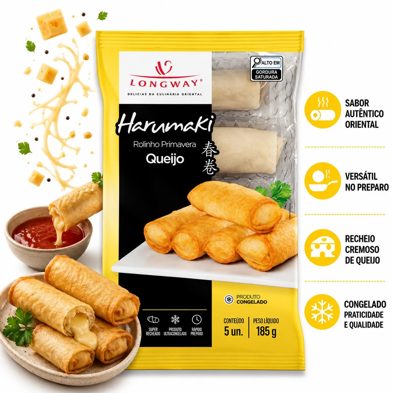 HARUMAKI ROLINHO PRIMAVERA LONG WAY QUEIJO 225G 5UN