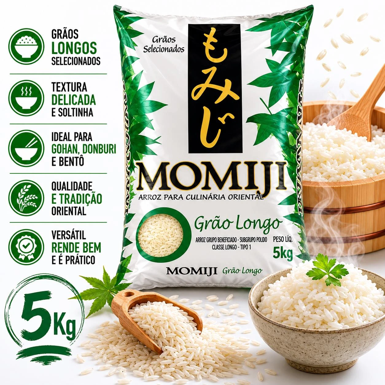 ARROZ ORIENTAL MOMIJI GRAO LONGO 5KG
