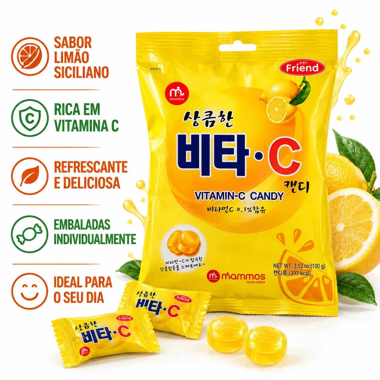 BALA MAMMOS VITAMINA C LIMAO SICILIANO 80G COREIA