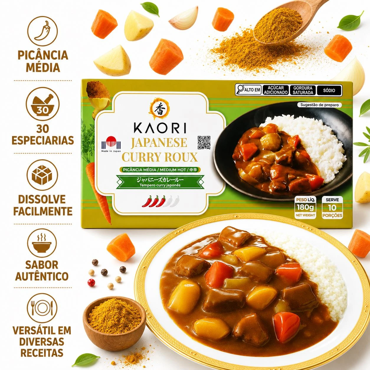 CURRY ROUX KAORI CHUKARA PICANCIA MEDIA 180G JAPAO