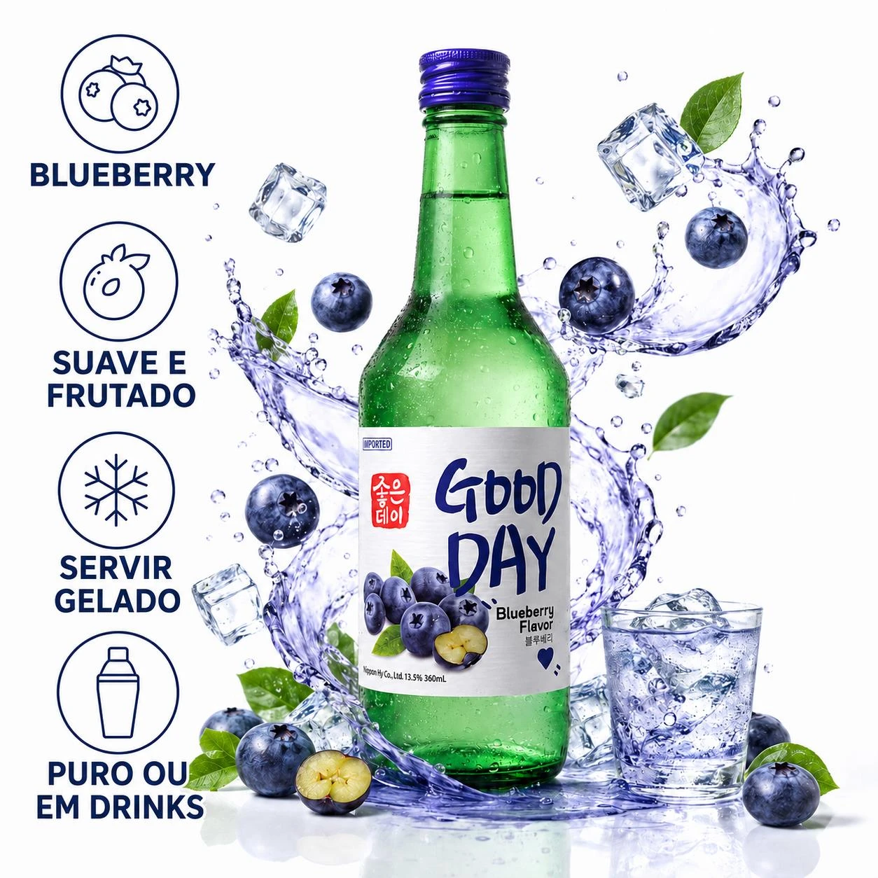 DESTILADO SOJU GOOD DAY BLUEBERRY 360ML COREIA