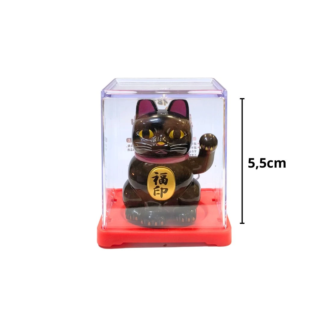 GATO SORTE SOLAR MANEKI NEKO PLASTICO PRETO 5,5CM M-DG04