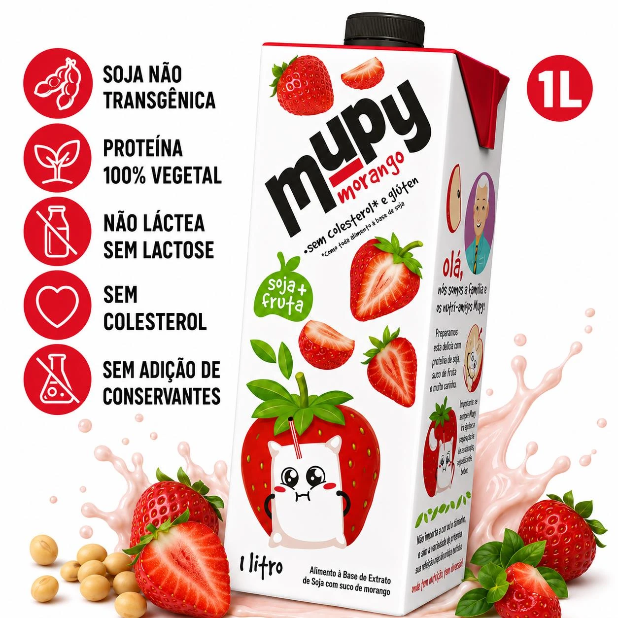 BEBIDA DE SOJA MUPY 1 LITRO MORANGO