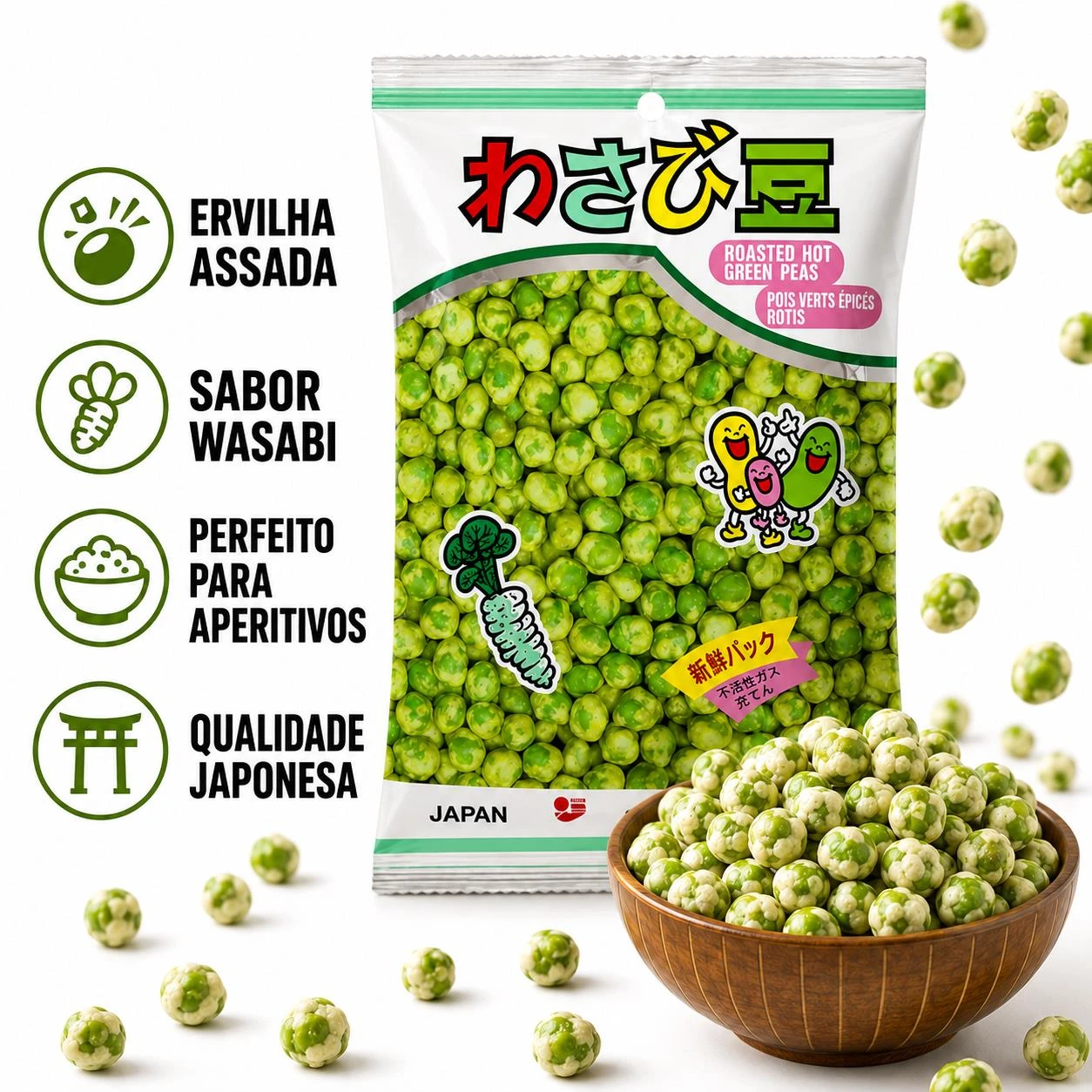 SALGADINHO IMOTO WASABI MAME ERVILHA COM WASABI 120G JAPAO