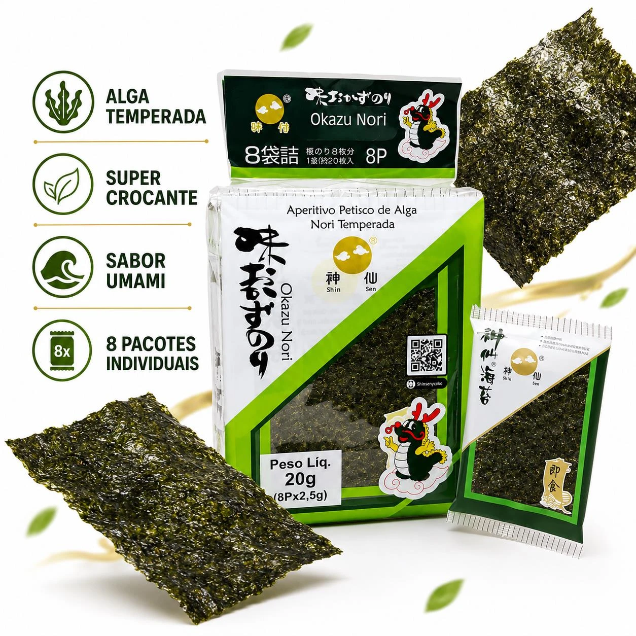 SNACK ALGA NORI OKAZUNORI SHINSEN TEMPERADA 20G 8UN CHINA