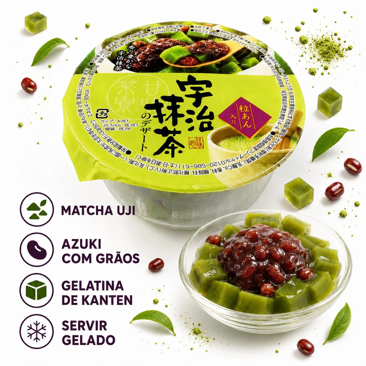 ANMITSU OKAZAKI BUSSAN PUDIM MATCHA COM AZUKI 280G JAPAO