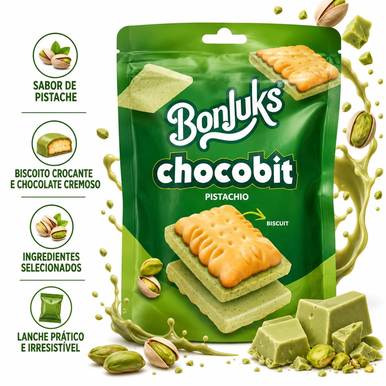 CHOCOBISCUIT BONJUKS CHOCOBIT PISTACHE 50G TURQUIA
