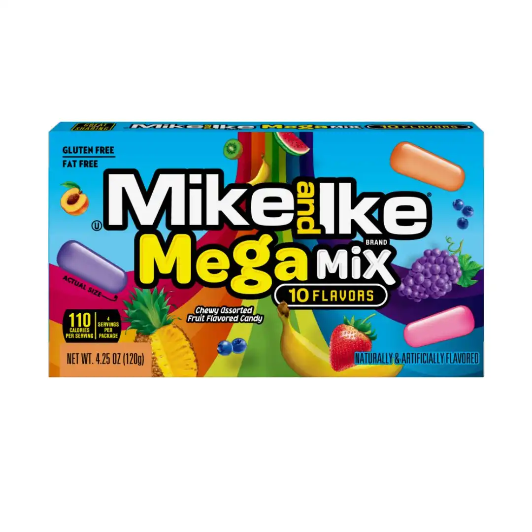 BALA GOMA MIKE AND IKE MEGA MIX FRUTAS SORTIDAS 120G EUA