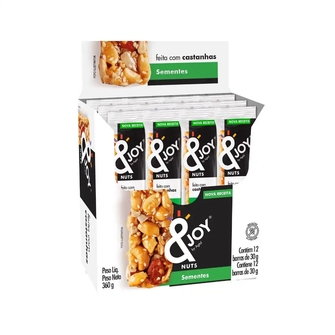 BARRA MIXED NUTS &JOY SEMENTES 360G CAIXA 12X30G