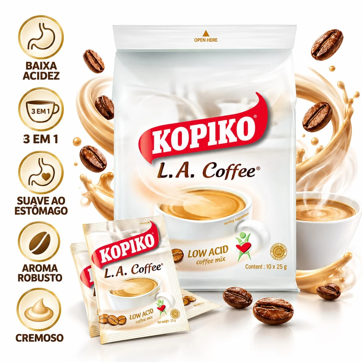 CAFE INSTANTANEO KOPIKO LOW ACID 10X25G INDONESIA