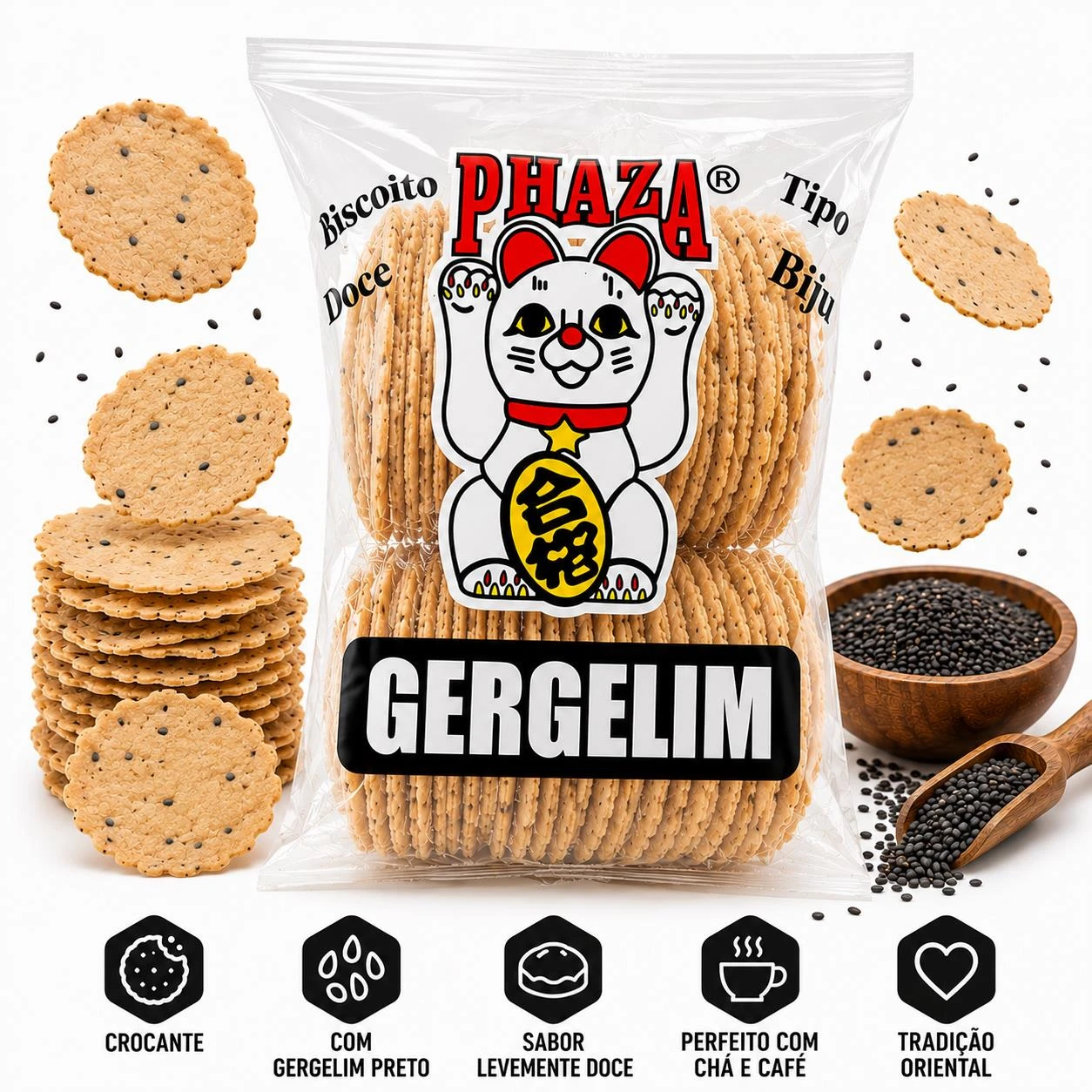 BISCOITO SEMBEI PHAZA GERGELIM 500G