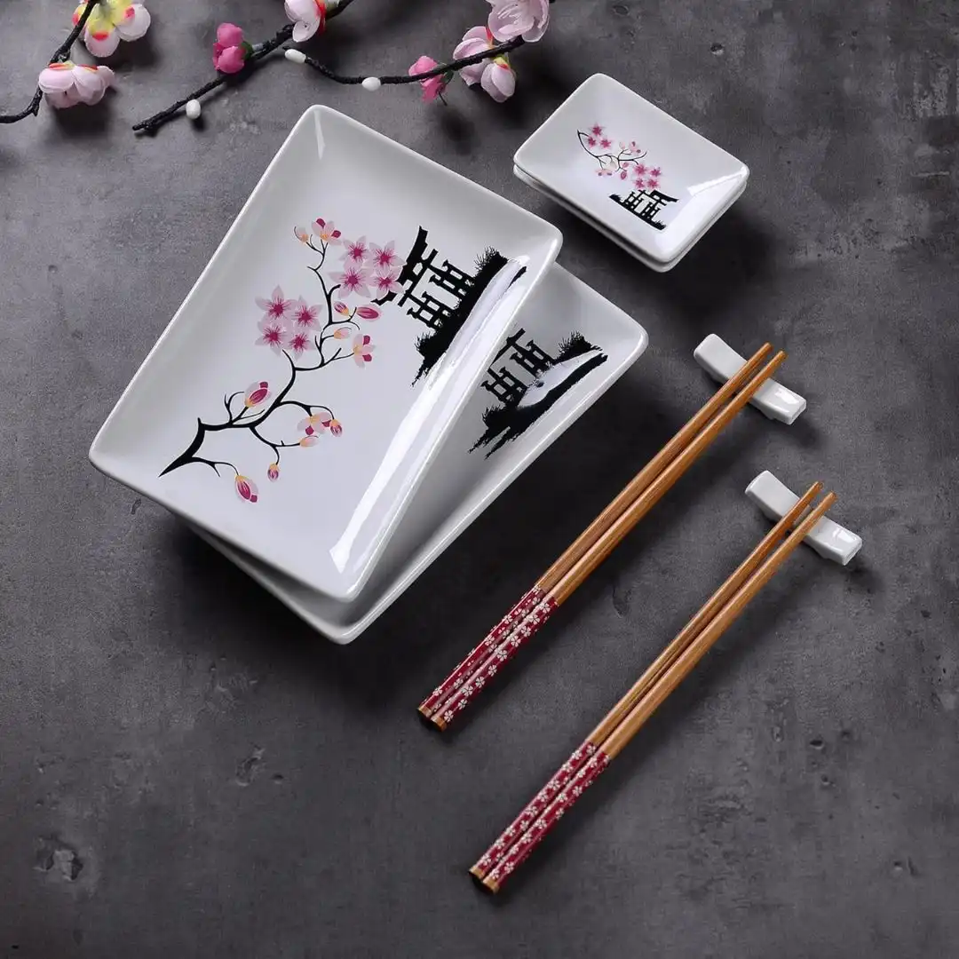 KIT MESA PARA SUSHI PORCELANA 8PCS SAKURA TORI JP0247 CHINA