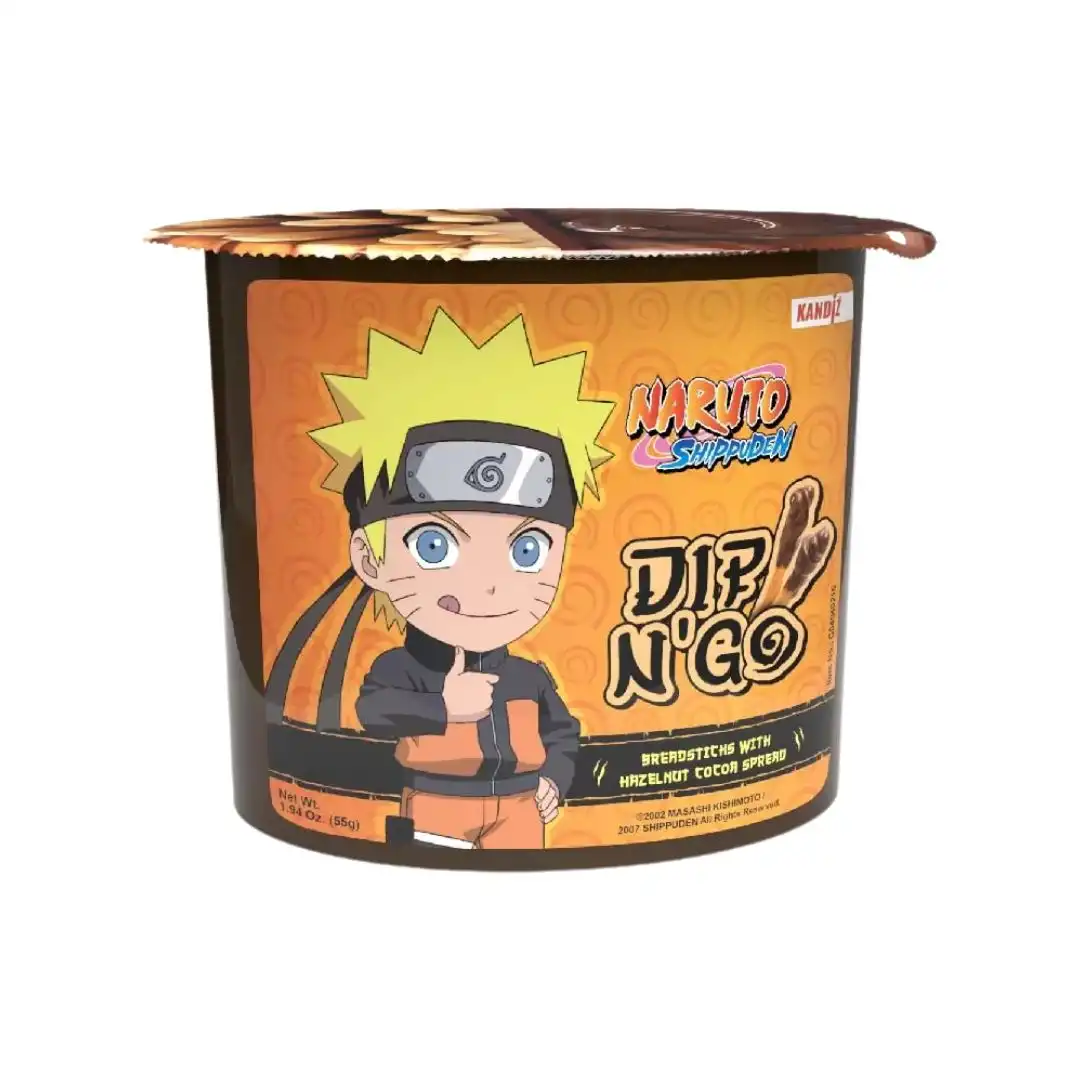 BISCOITO STICKS NARUTO DIP N GO CREME CHOCOLATE E AVELA 55G