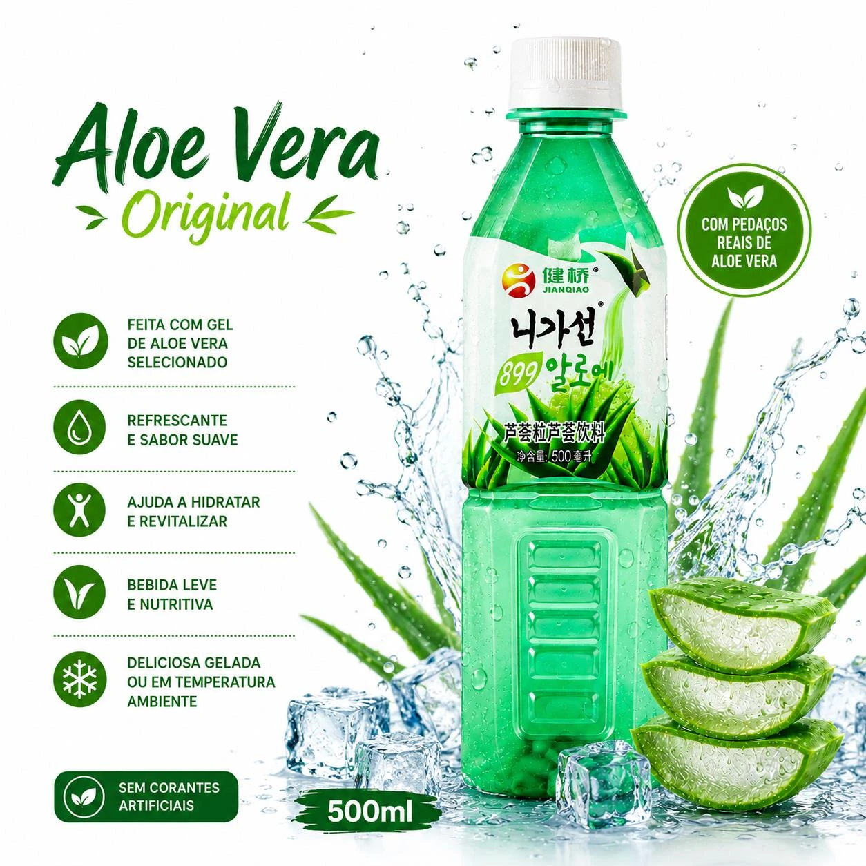 BEBIDA ALOE VERA JIANQIAO ORIGINAL 500ML CHINA