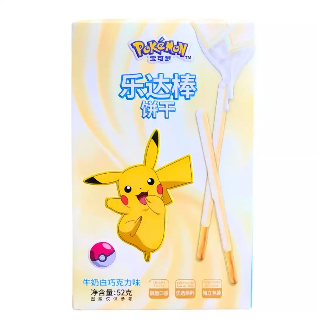 PALITO BISCOITO POKEMON PIKACHU CHOCOLATE BRANCO 52G CHINA