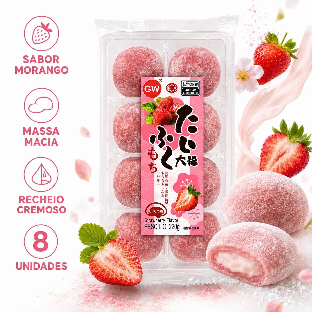 MOTI GW MORANGO BOLINHO DE ARROZ 220G 8UN CHINA