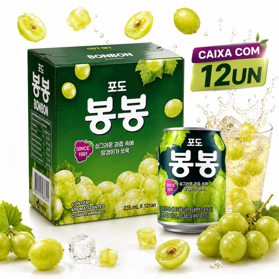 SUCO HAITAI BONBON UVA COM PEDACOS 238ML CAIXA 12UN COREIA