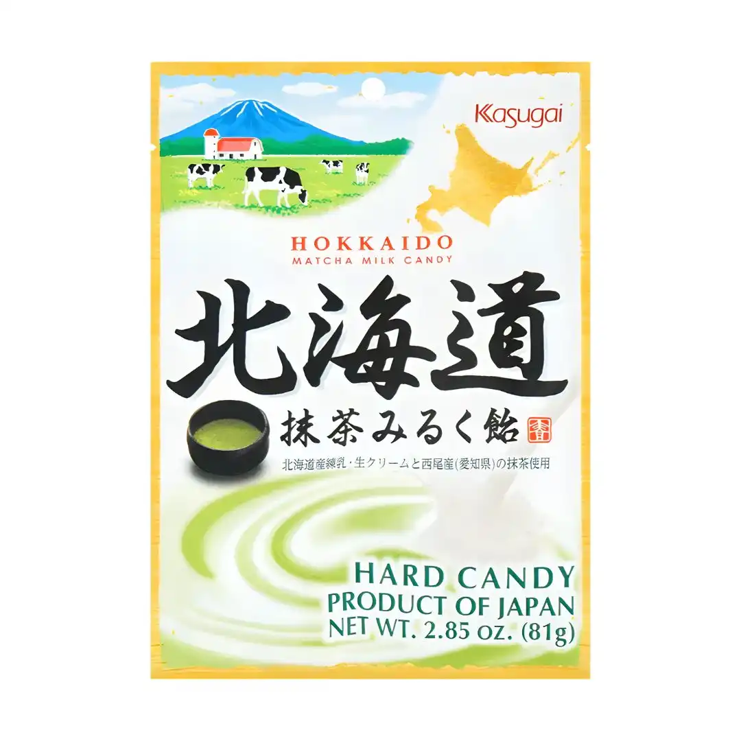 BALA KASUGAI HOKKAIDO LEITE COM CHA VERDE 81G JAPAO