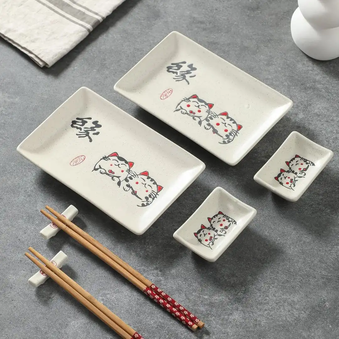 KIT MESA PARA SUSHI PORCELANA 8PCS NEKO JP0239 CHINA