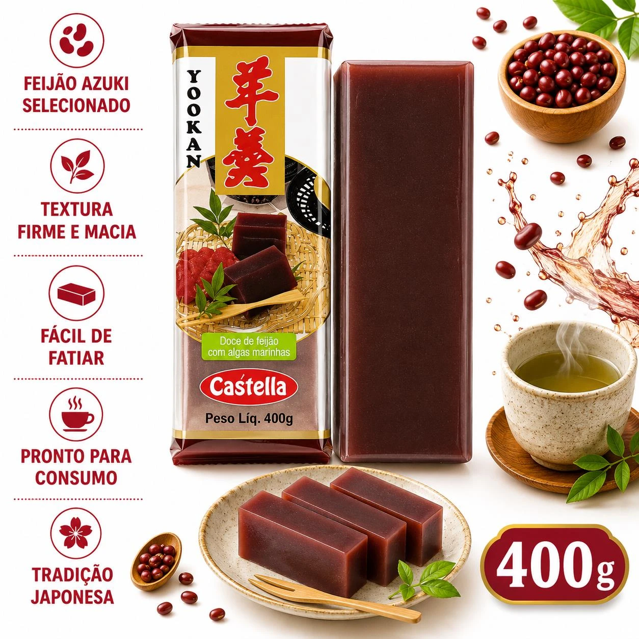 DOCE DE FEIJAO YOKAN CASTELLA AZUKI 400G