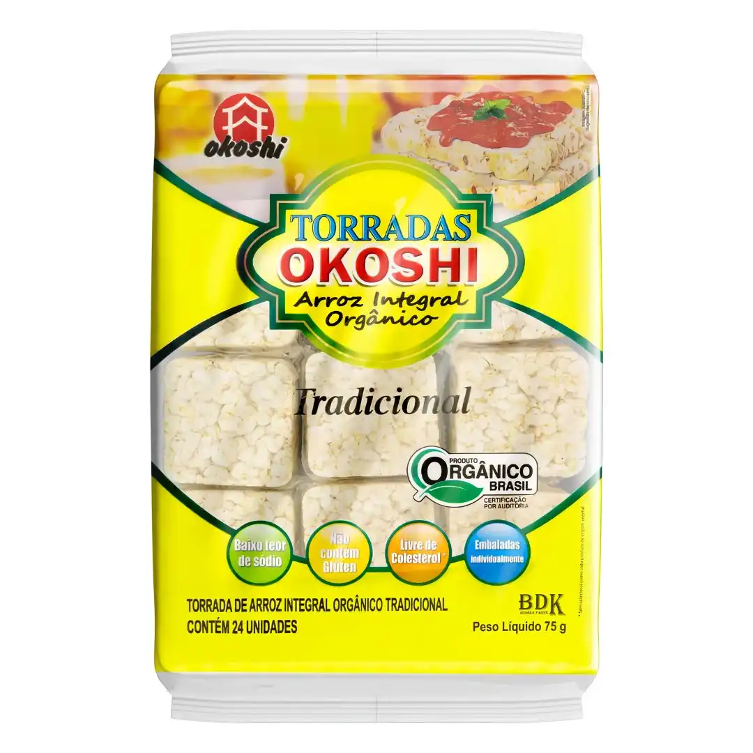 TORRADA DE ARROZ INTEGRAL ORGANICO OKOSHI TRADICIONAL 75G