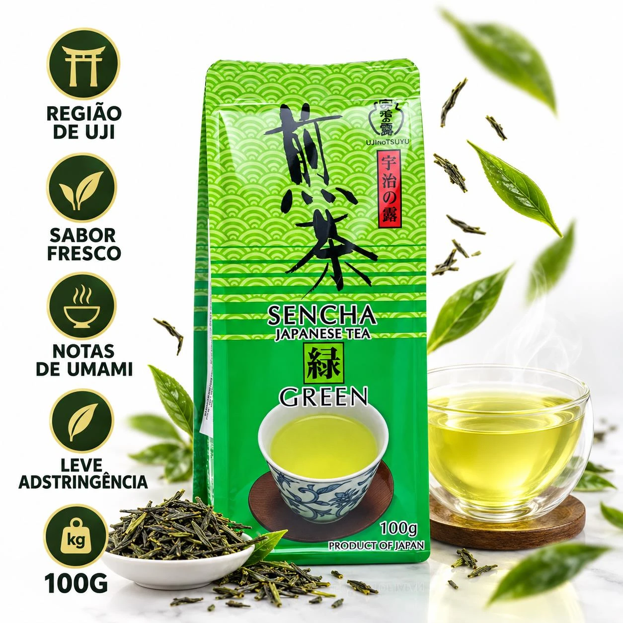 CHA VERDE SENCHA UJINOTSUYU GREEN 100G JAPAO
