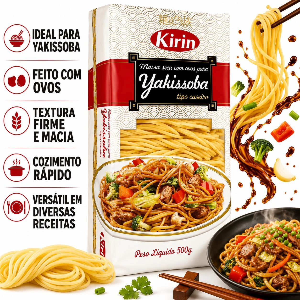 MACARRAO YAKISSOBA KIRIN TIPO CASEIRO 500G