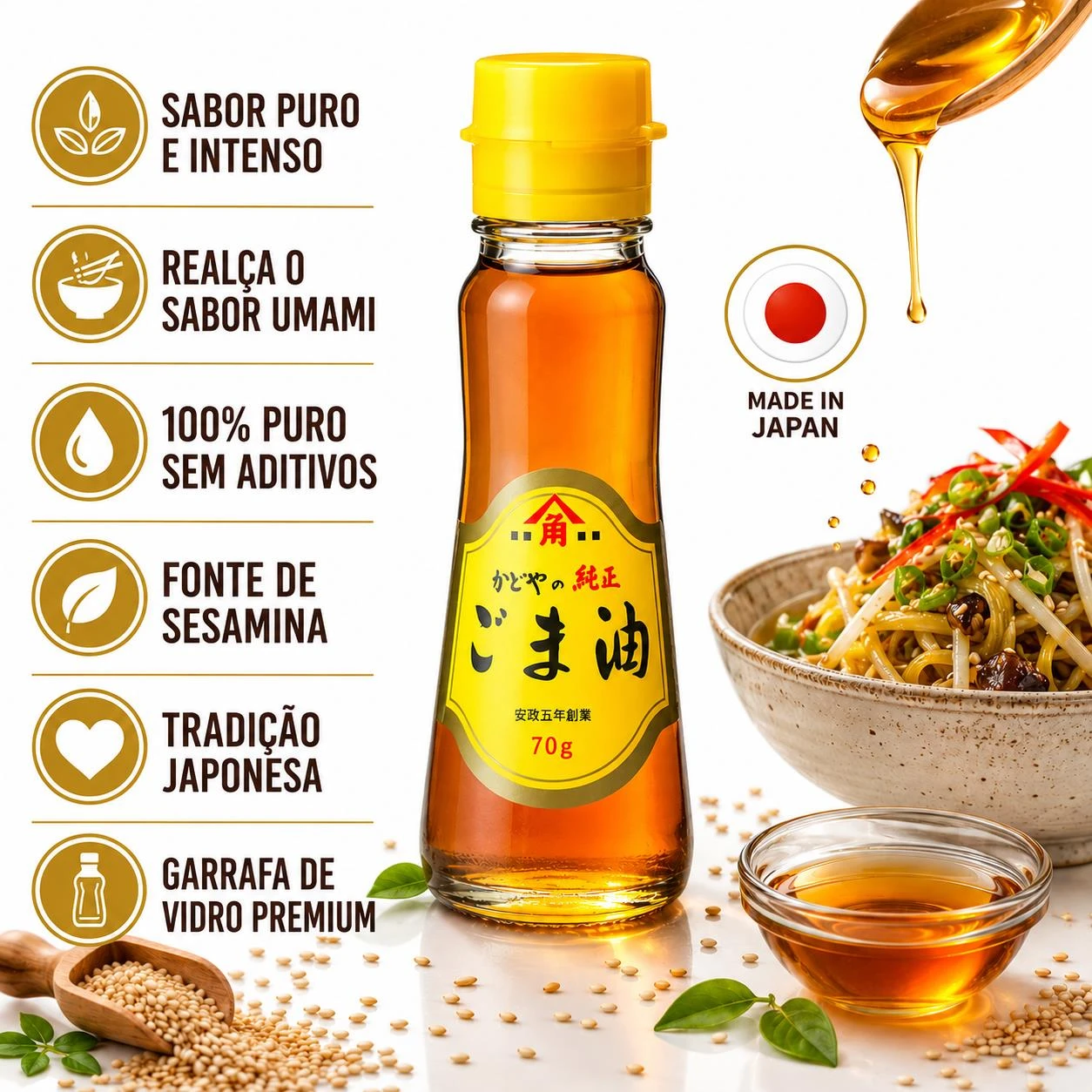 OLEO DE GERGELIM KADOYA GOMA ABURA PURO 75ML JAPAO
