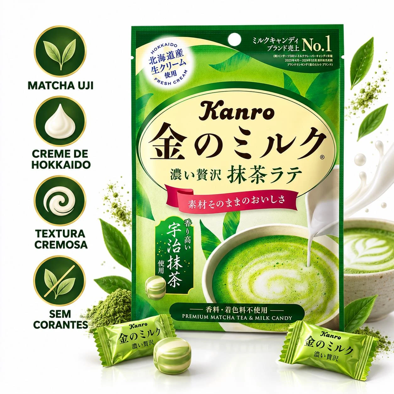 BALA KANRO KIN NO MILK MATCHA LATTE 58G JAPAO