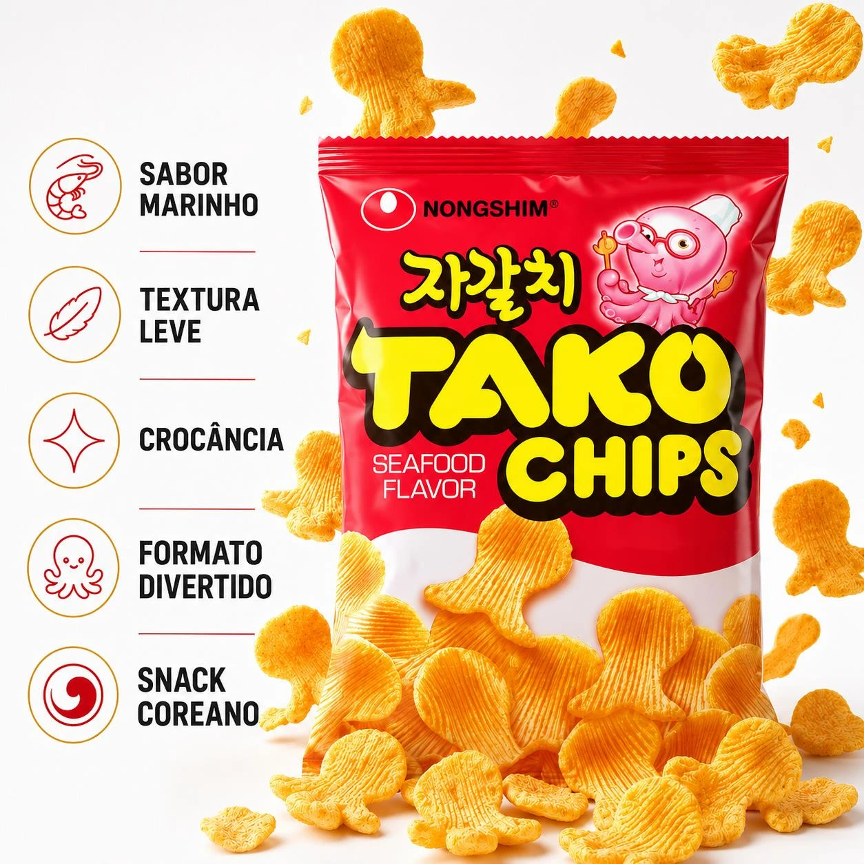 SALGADINHO TAKO CHIPS NONGSHIM POLVO 60G COREIA