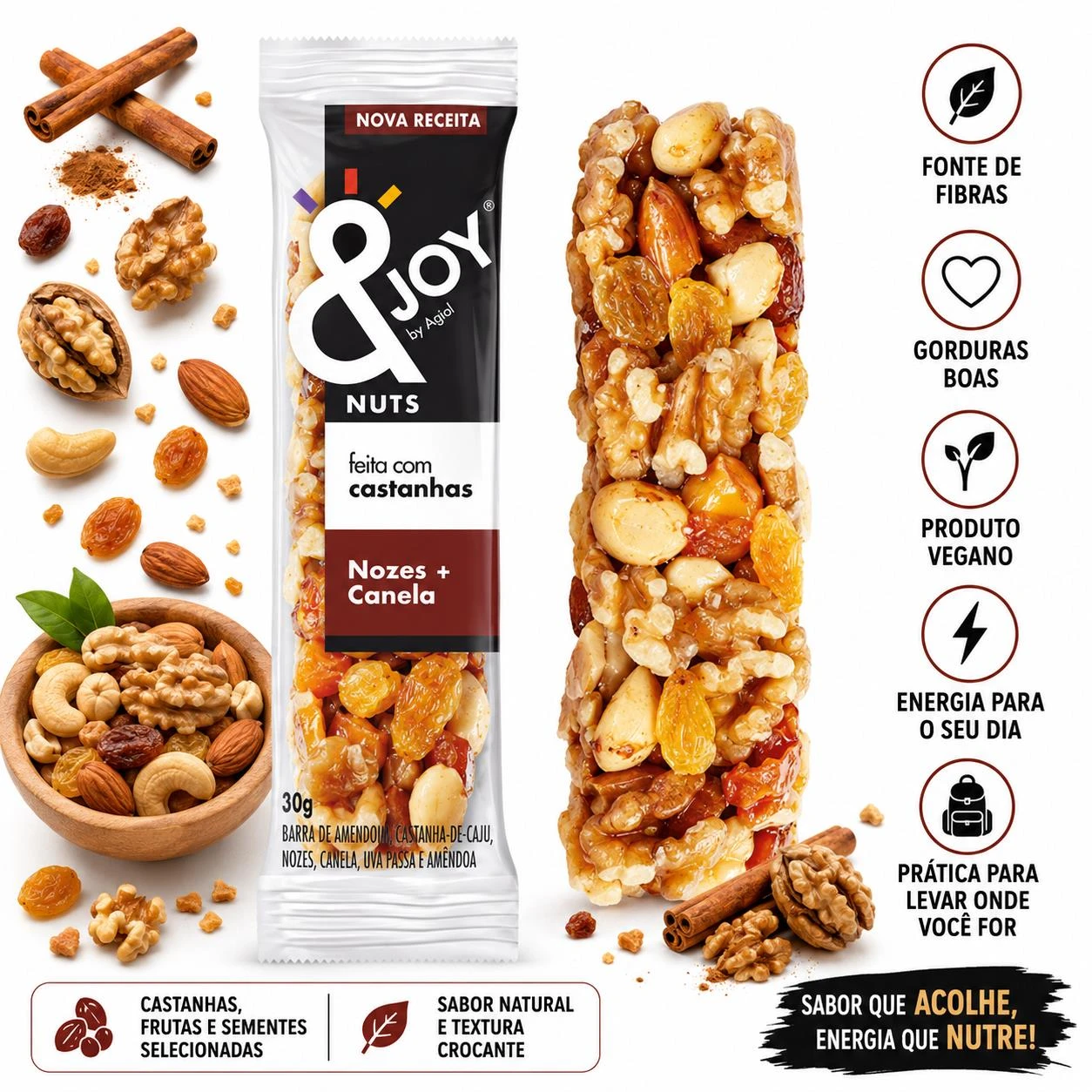 BARRA MIXED NUTS &JOY NOZES + CANELA 30G