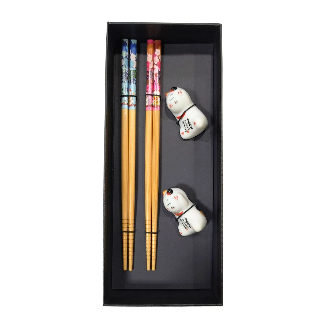 HASHI CONJUNTO BAMBOO 2 PARES COM APOIO JP0174 CHINA