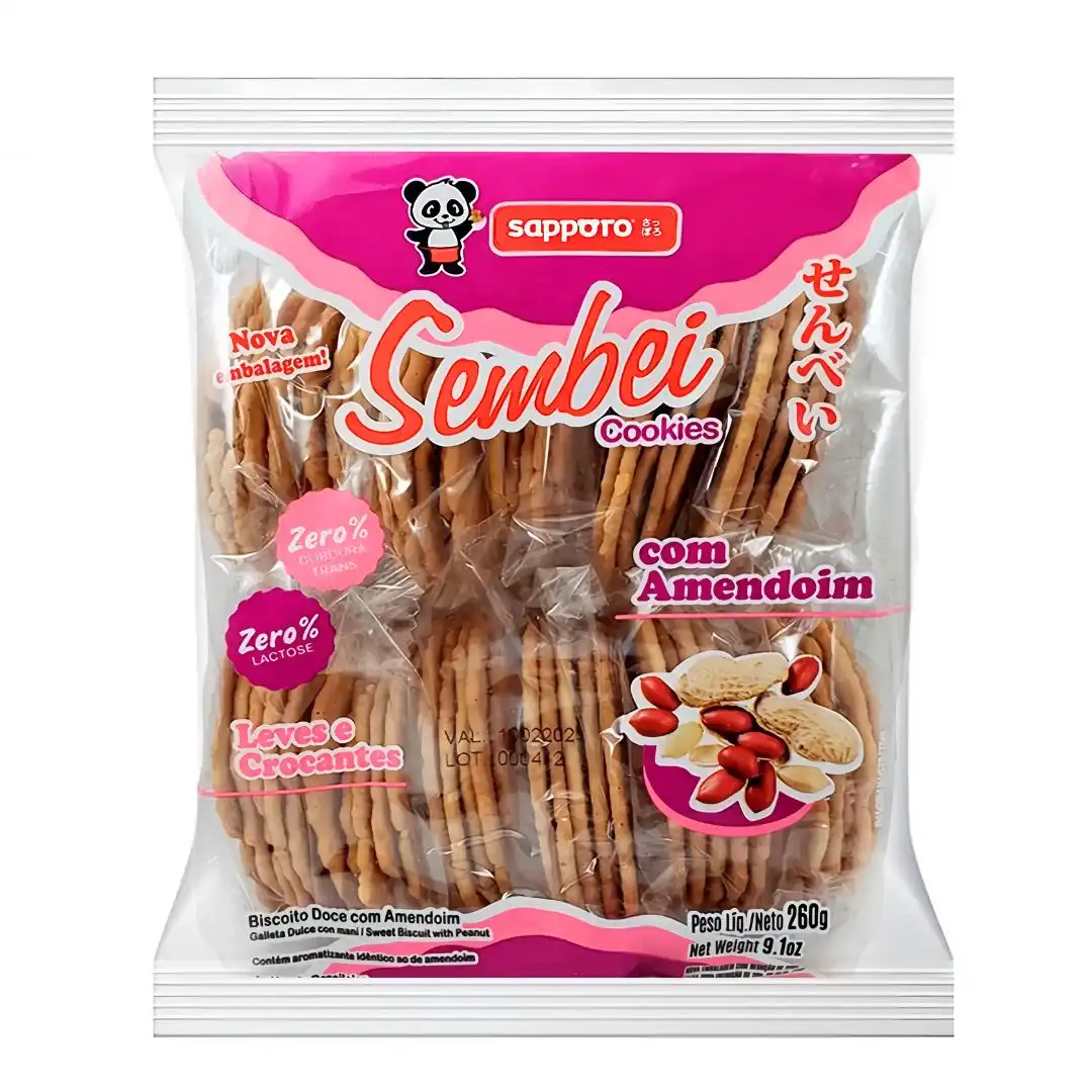 BISCOITO SEMBEI COOKIES SAPPORO AMENDOIM 260G