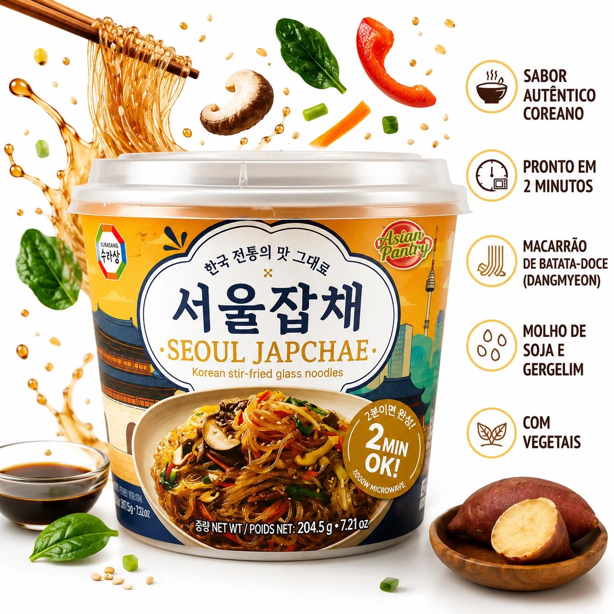 MAC INST GLASS NOODLES SEOUL JAPCHAE BIG BOWL 204,5G COREIA