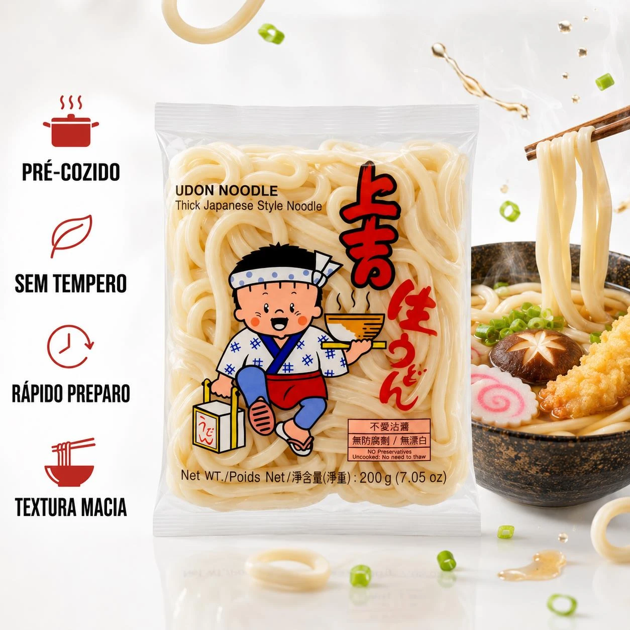 MACARRAO PRE-COZIDO NAMA UDON HOSAN SEM TEMPERO 200G COREIA
