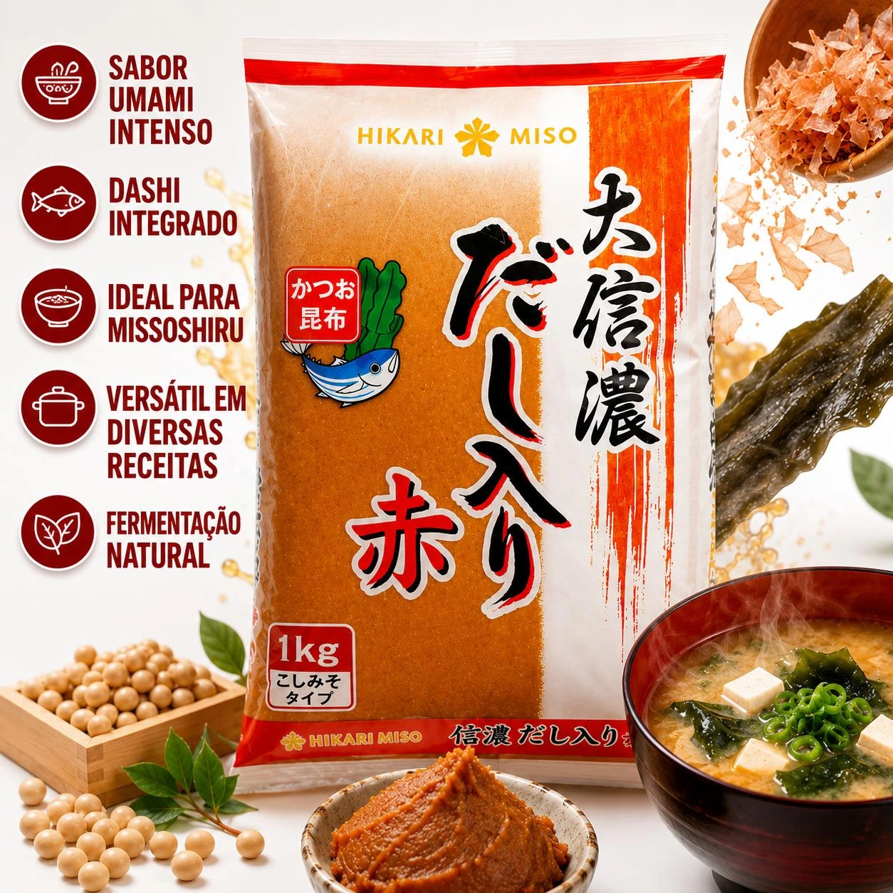 MISSO VERMELHO COM DASHI DAISHINANO IRI RED HIKARI 1KG JAPAO