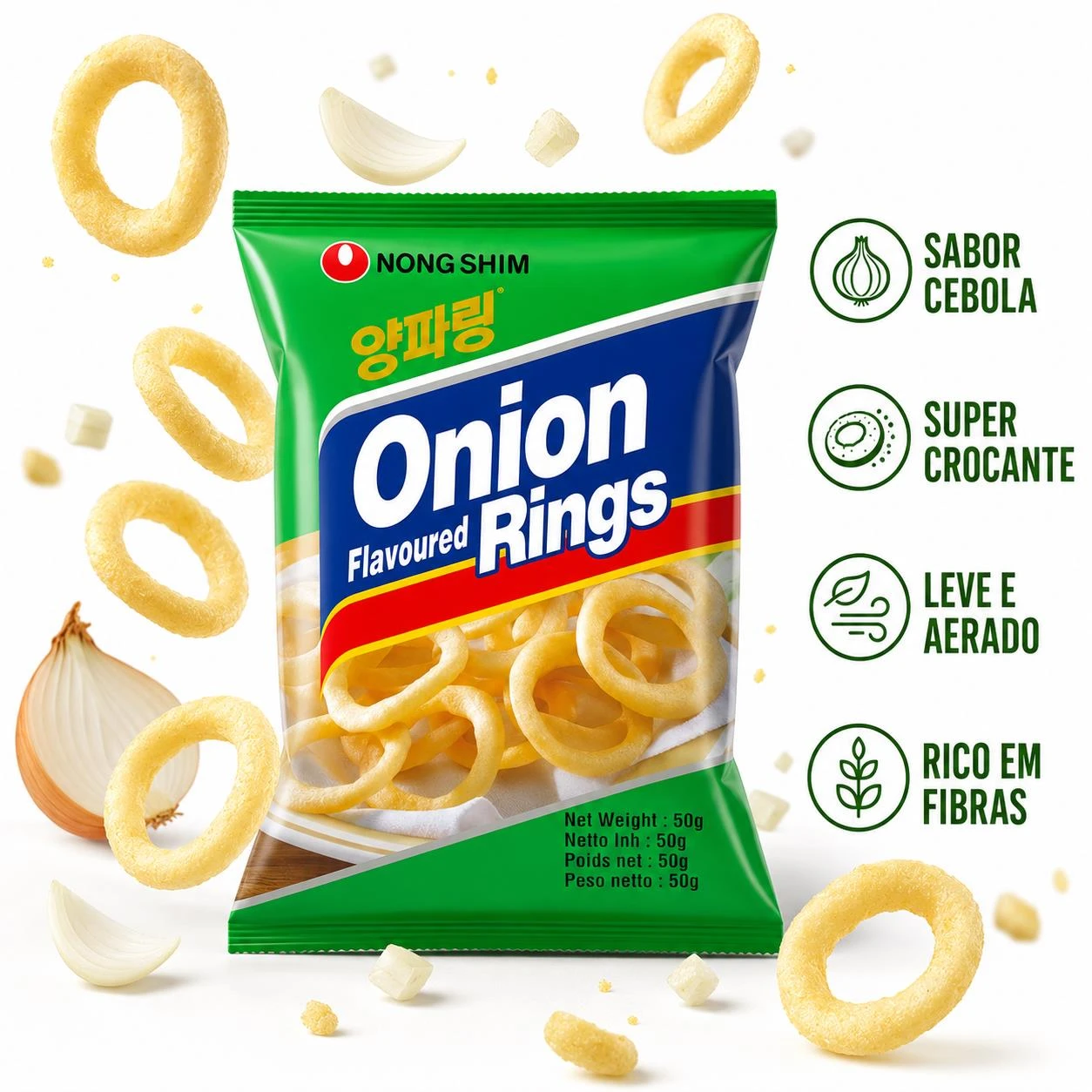 SALGADINHO ONION RINGS NONGSHIM CEBOLA 50G COREIA