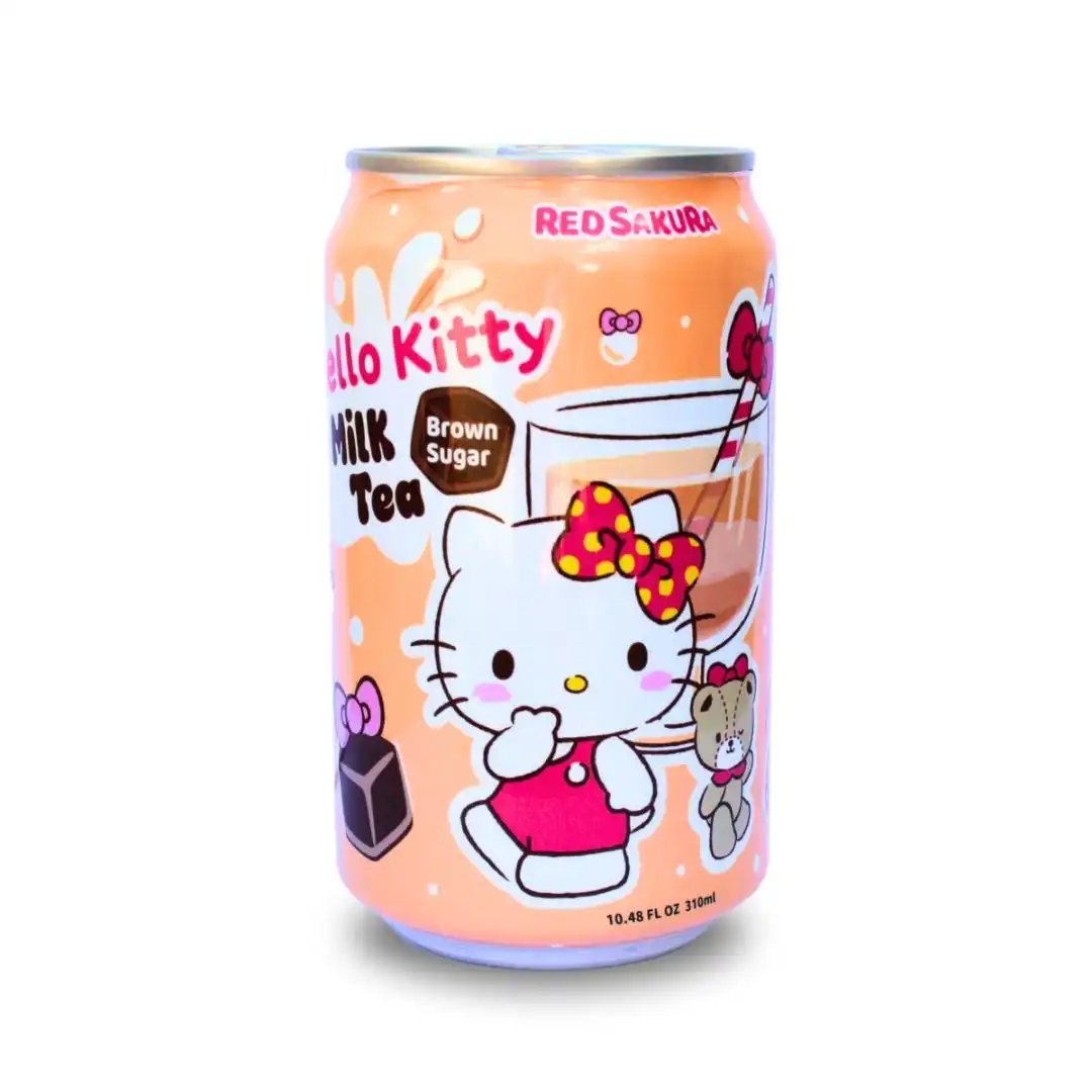 BEBIDA HELLO KITTY BROWN SUGAR CHA PRETO, LEITE E AÇUCAR MASCAVO 310ML TAIWAN