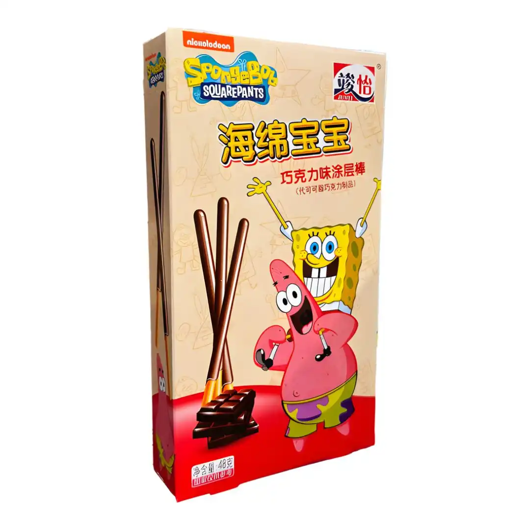 PALITOS DE BISCOITO BOB ESPONJA COBERTURA CHOCOLATE 48G CHINA