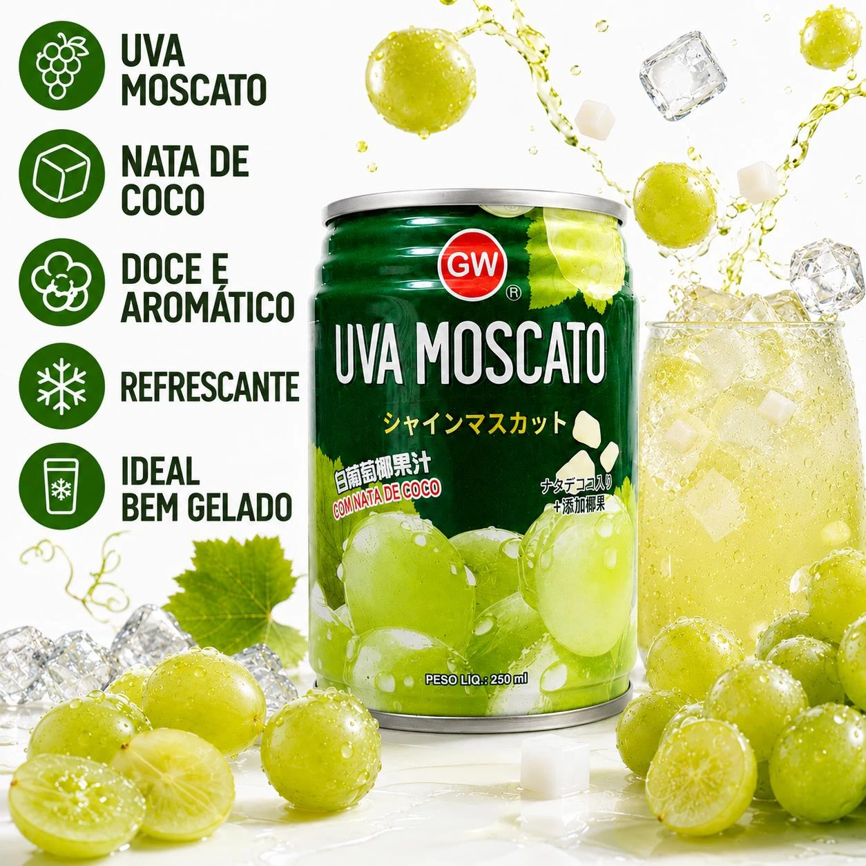SUCO DE UVA COM NATA DE COCO GW 250ML TAIWAN