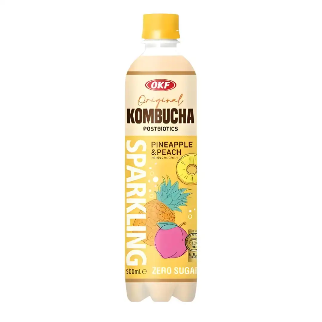 KOMBUCHA OKF ABACAXI E PESSEGO ZERO ACUCAR 500ML COREIA