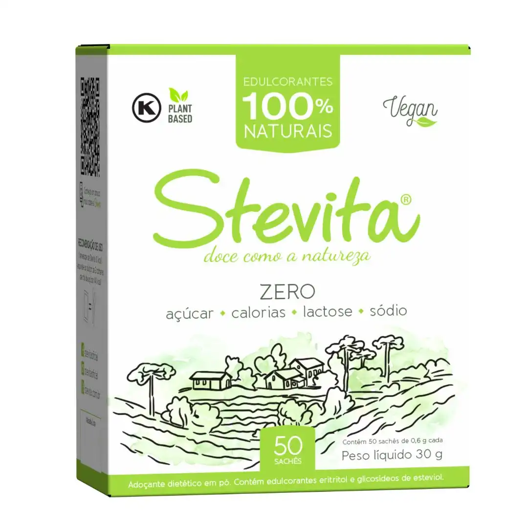 ADOCANTE STEVITA 30G 50 SACHES STEVIA ZERO ACUCAR