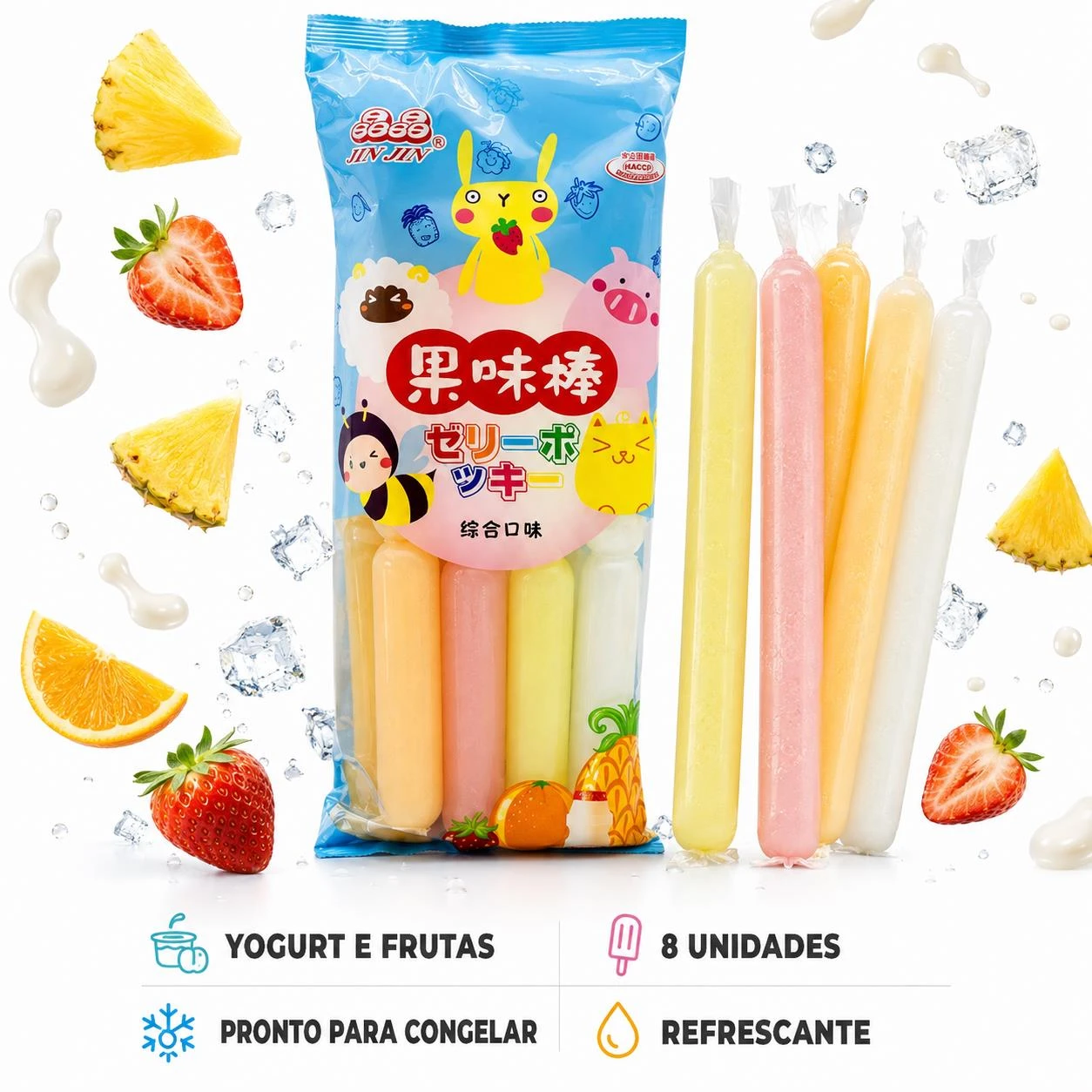 GELADINHO CHUP CHUP JIN JIN YOGURT E FRUTAS 680ML 8UN TAIWAN