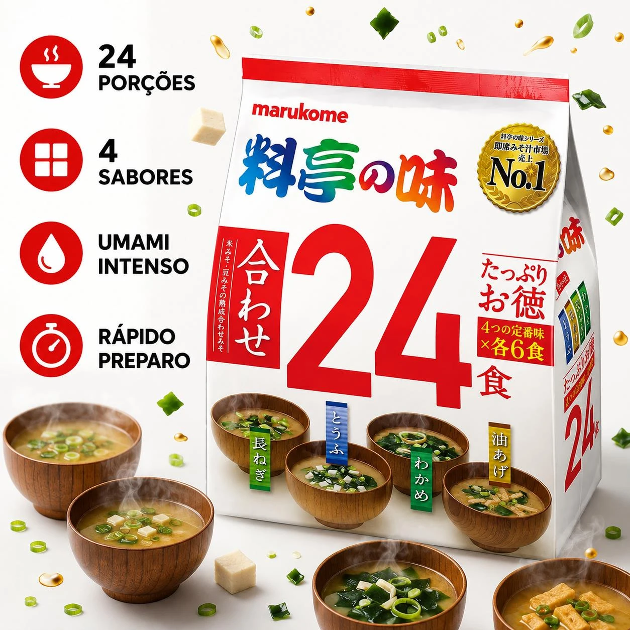 MISSOSHIRU MARUKOME RYOTEI NO AJI 4 SABORES SACHE 432G 24UN