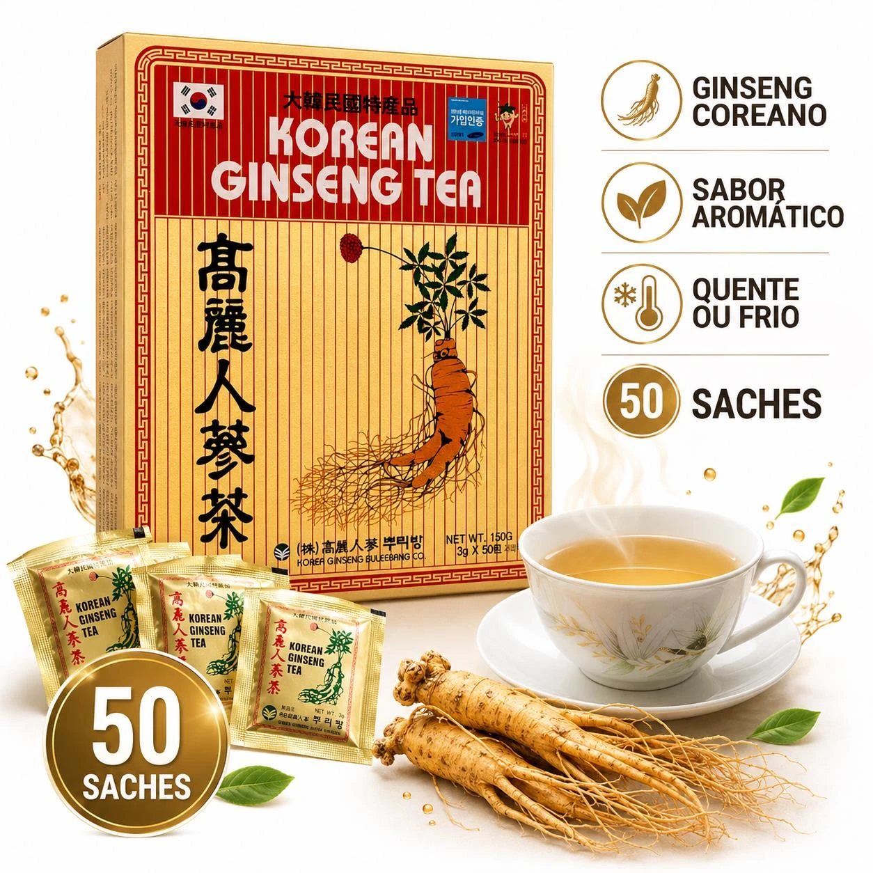 CHA KOREAN GINSENG SACHE 150G 50UN COREIA