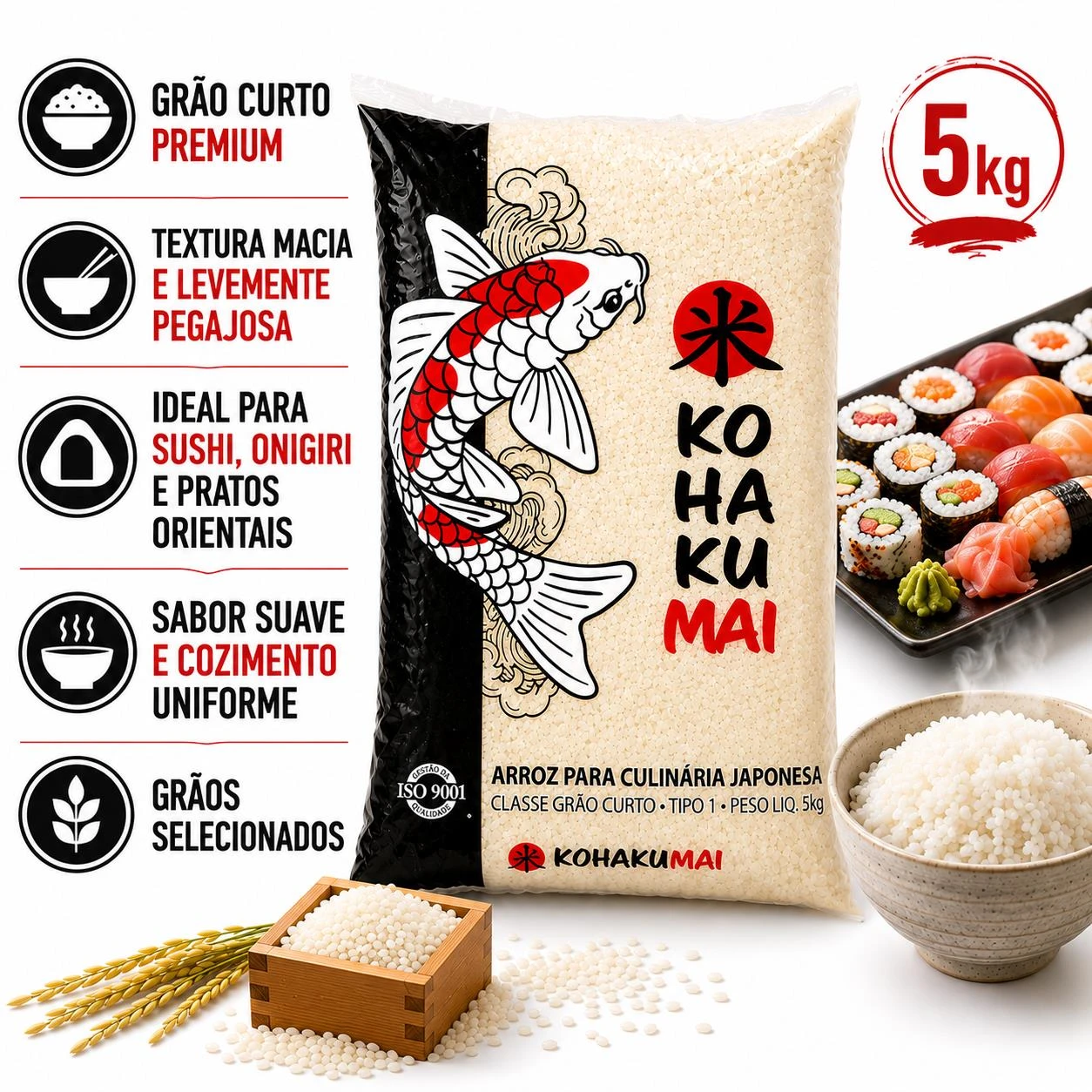 ARROZ ORIENTAL KOHAKUMAI GRAO CURTO 5KG