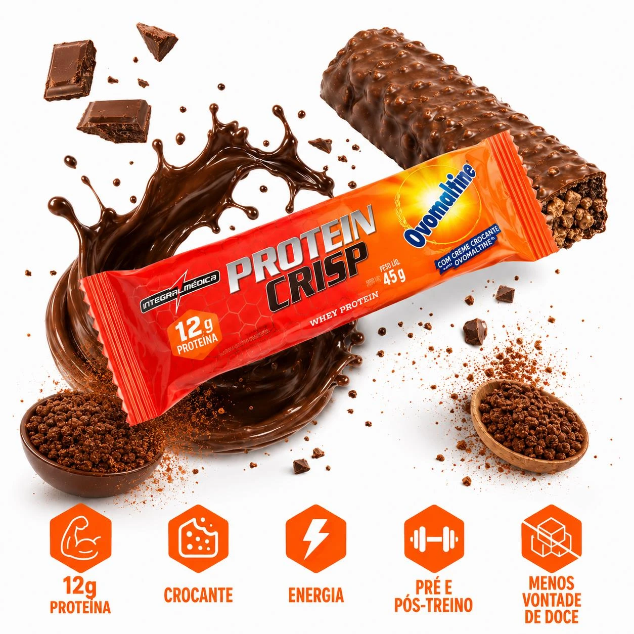 BARRA PROTEIN CRISP OVOMALTINE 45G UN