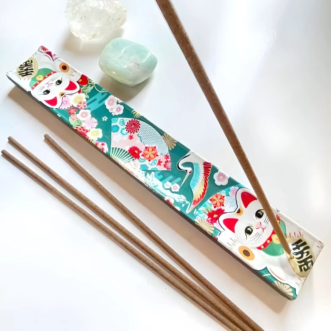 INCENSARIO PORTA INCENSO GATO DA SORTE RESINA MINC-25 CHINA